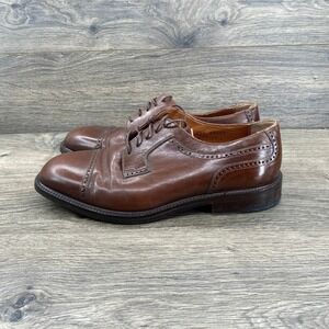 Florsheim Imperial Mens 9.5 EEE Brown Leather Cap Toe Brogue Oxfords Italy 93681